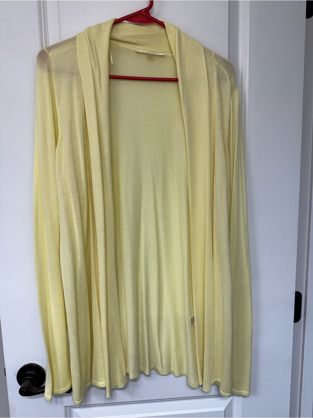 Cyrus Light Yellow Open-Front Women's Cardigan Sweater, NWOT, Size L